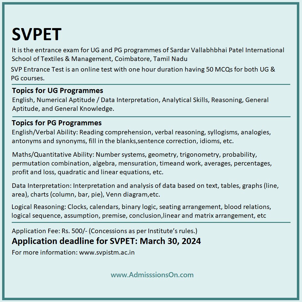 SVPET notification for the year 2024