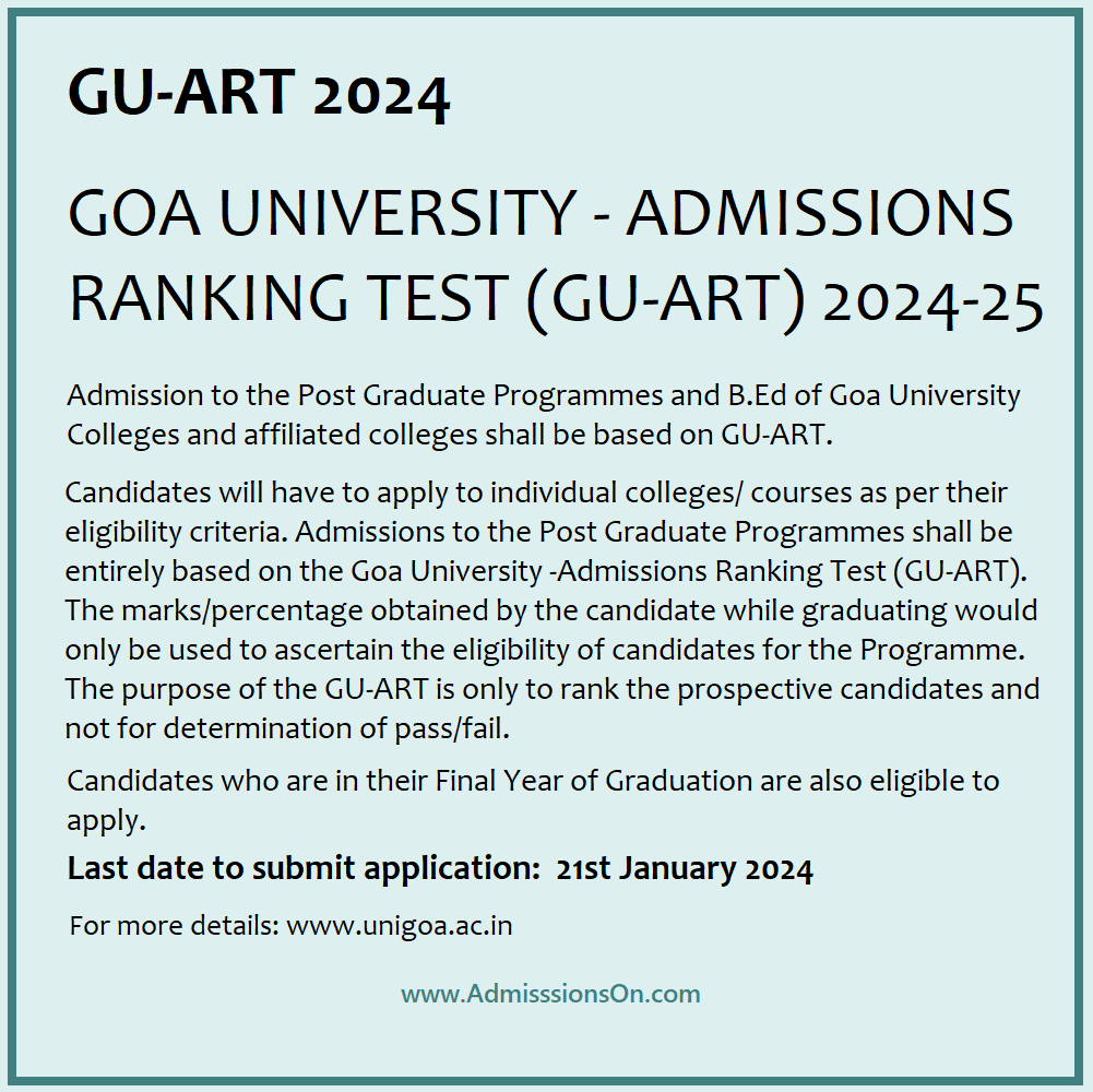 GU-ART 2024 Last date to apply