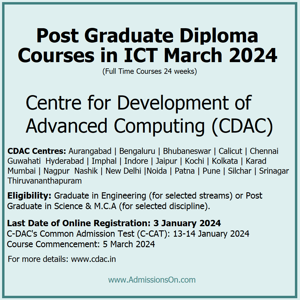 Diploma Courses CDAC 2024