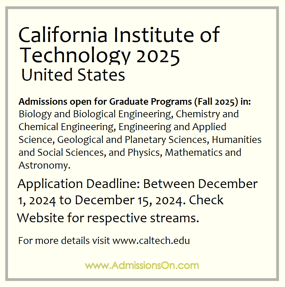 Admissions open for CALTECH 2025