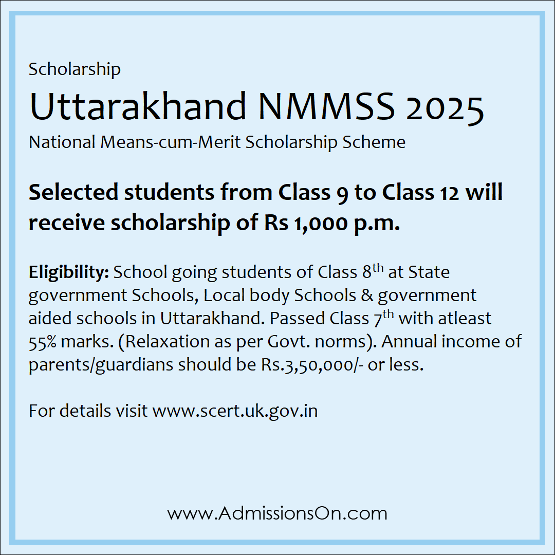 Uttarakhand NMMSS 2025 information.