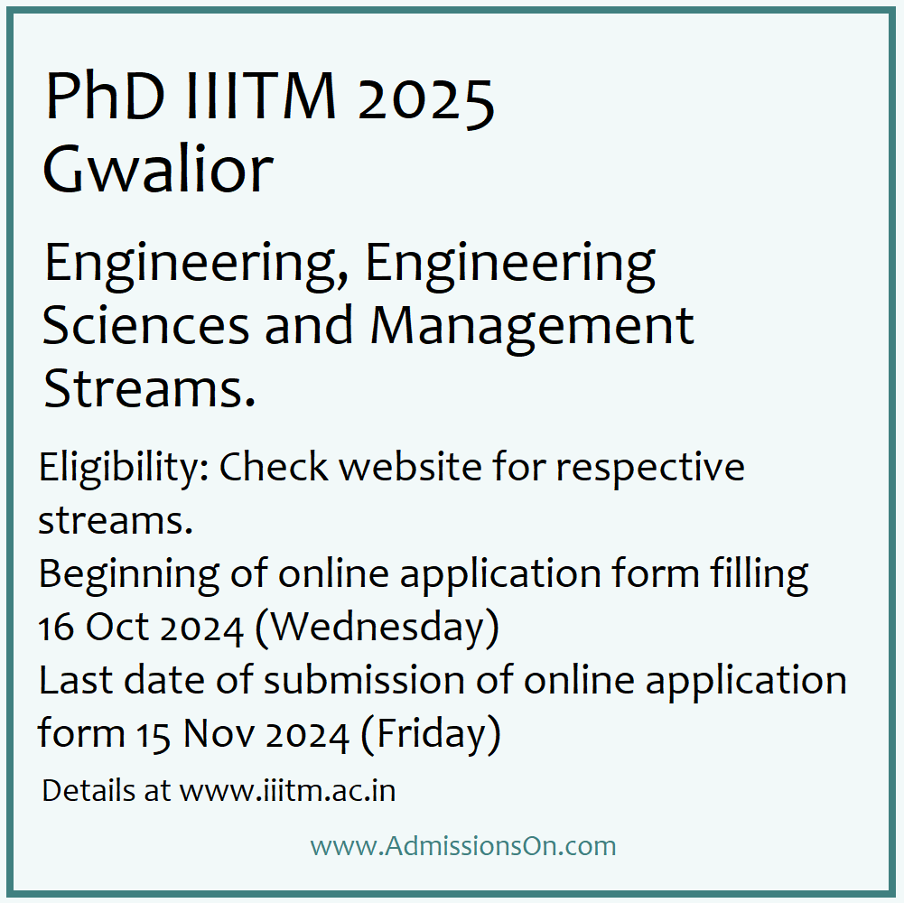 IIITM PhD 2025 admission notice