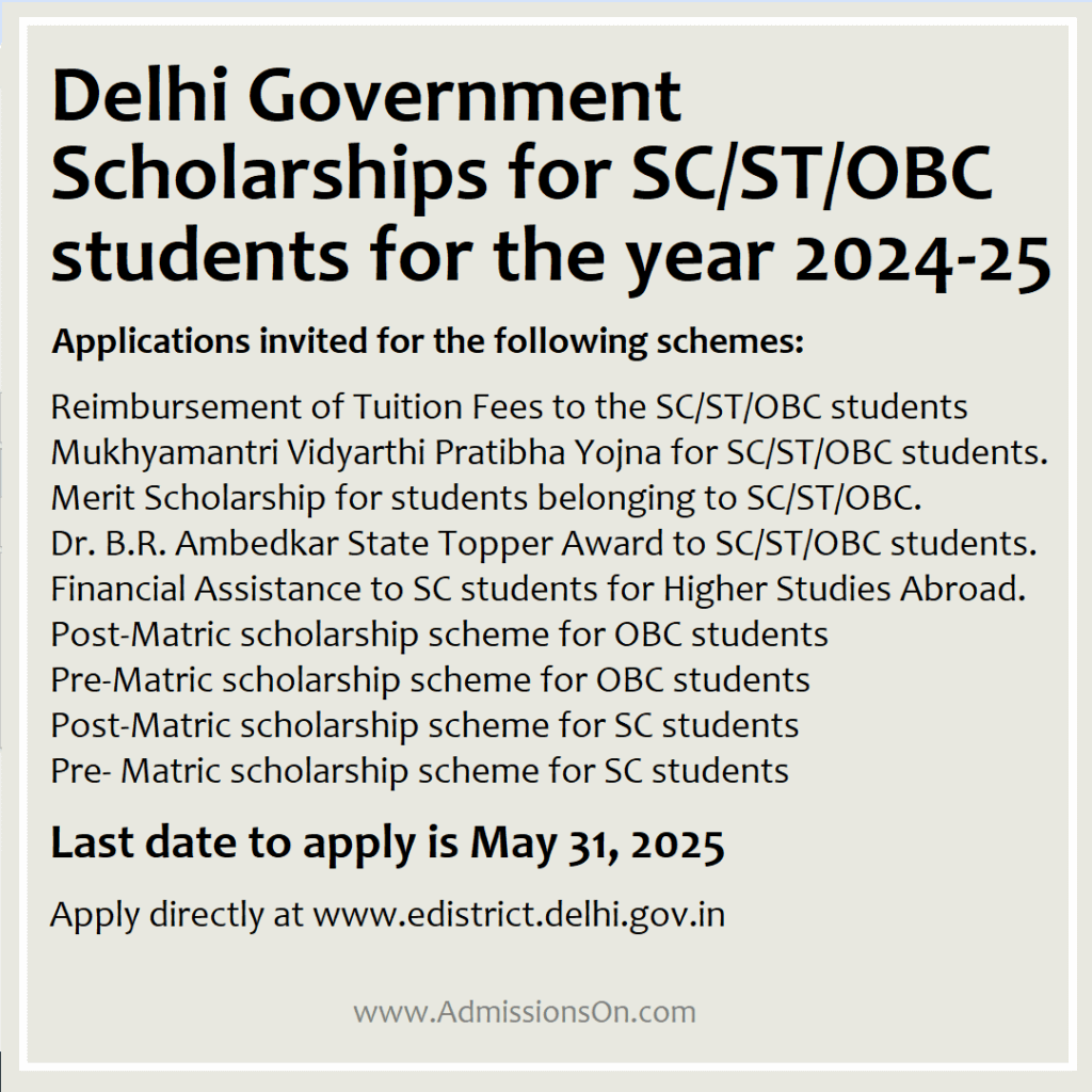 Delhi Government Scholarships 2025 Notice