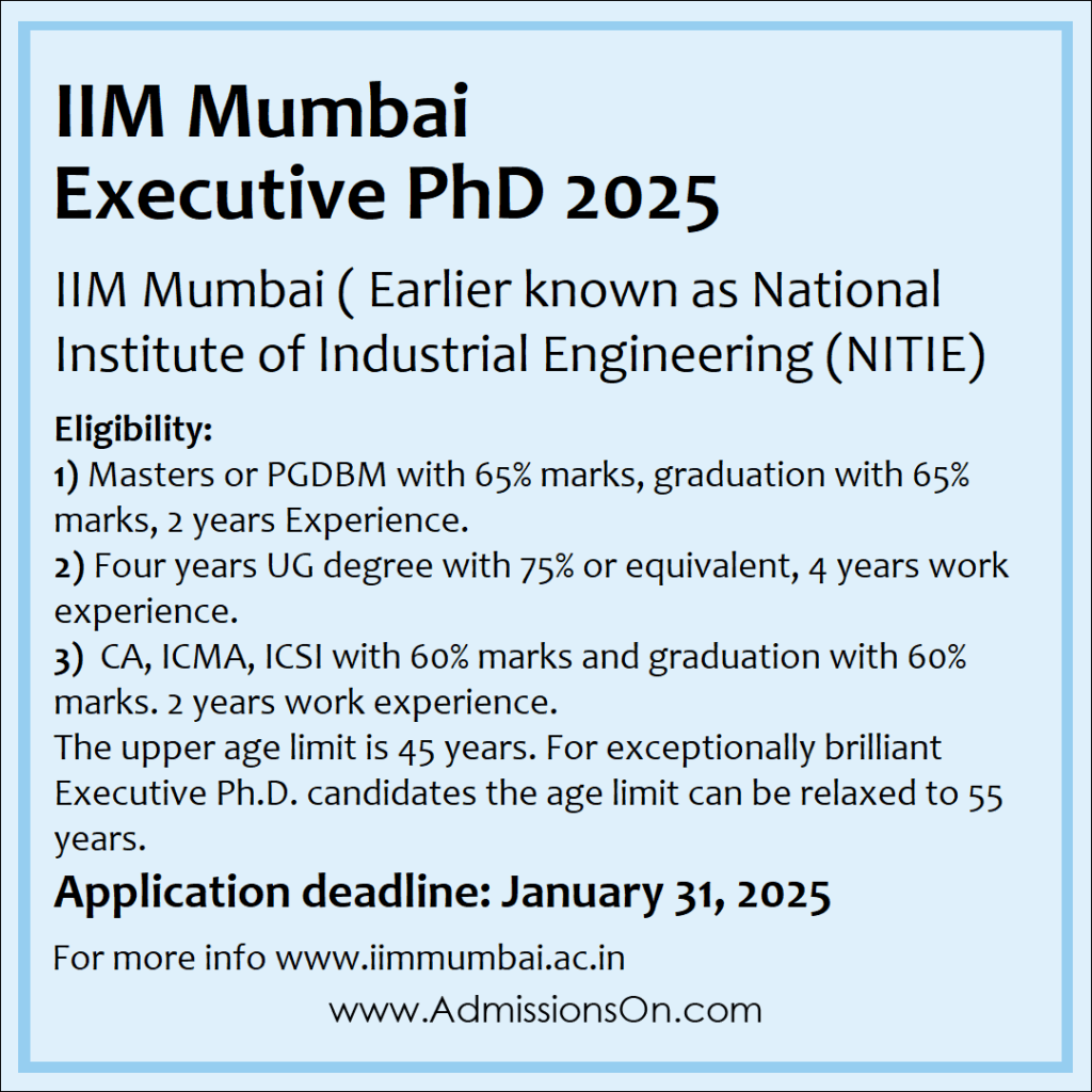 IIM Mumbai Executive PhD 2025 notice