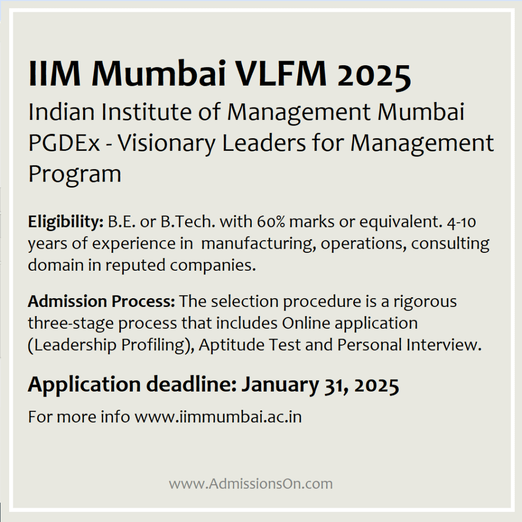 IIM Mumbai VLFM 2025 Notice