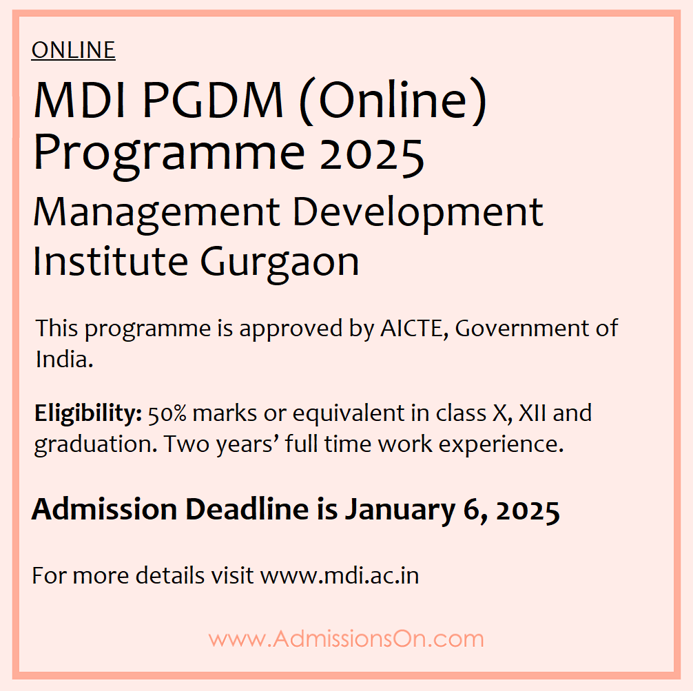 MDI Online PGDM 2025 admission notice