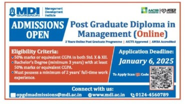 official ad of MDI Online PGDM 2025