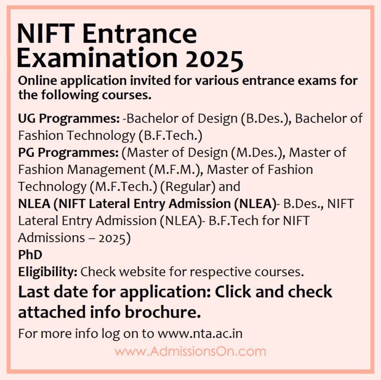 NIFT Entrance Exam 2025 Notice