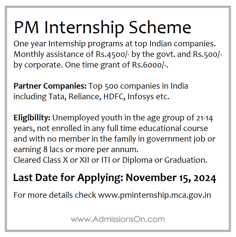 Notification for PM Internship Scheme 2024