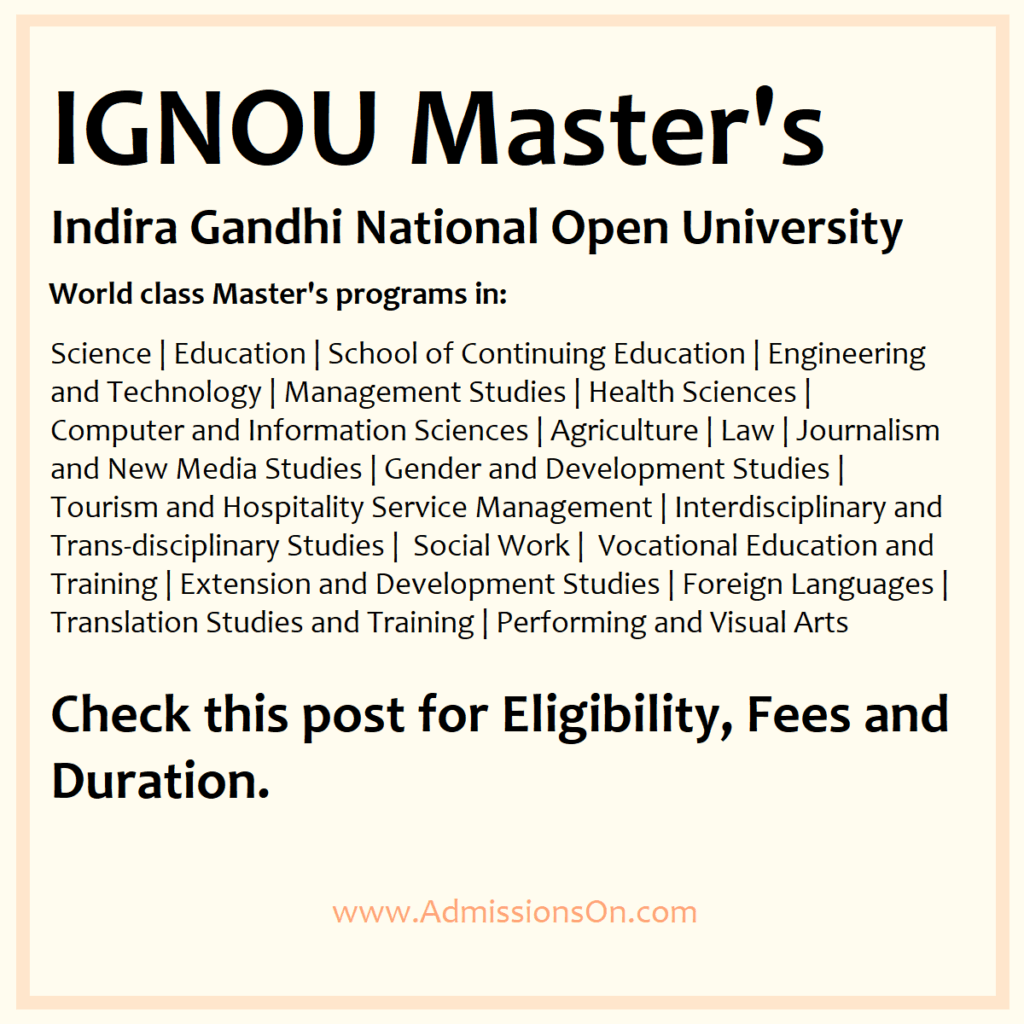 IGNOU Master"s Program Information