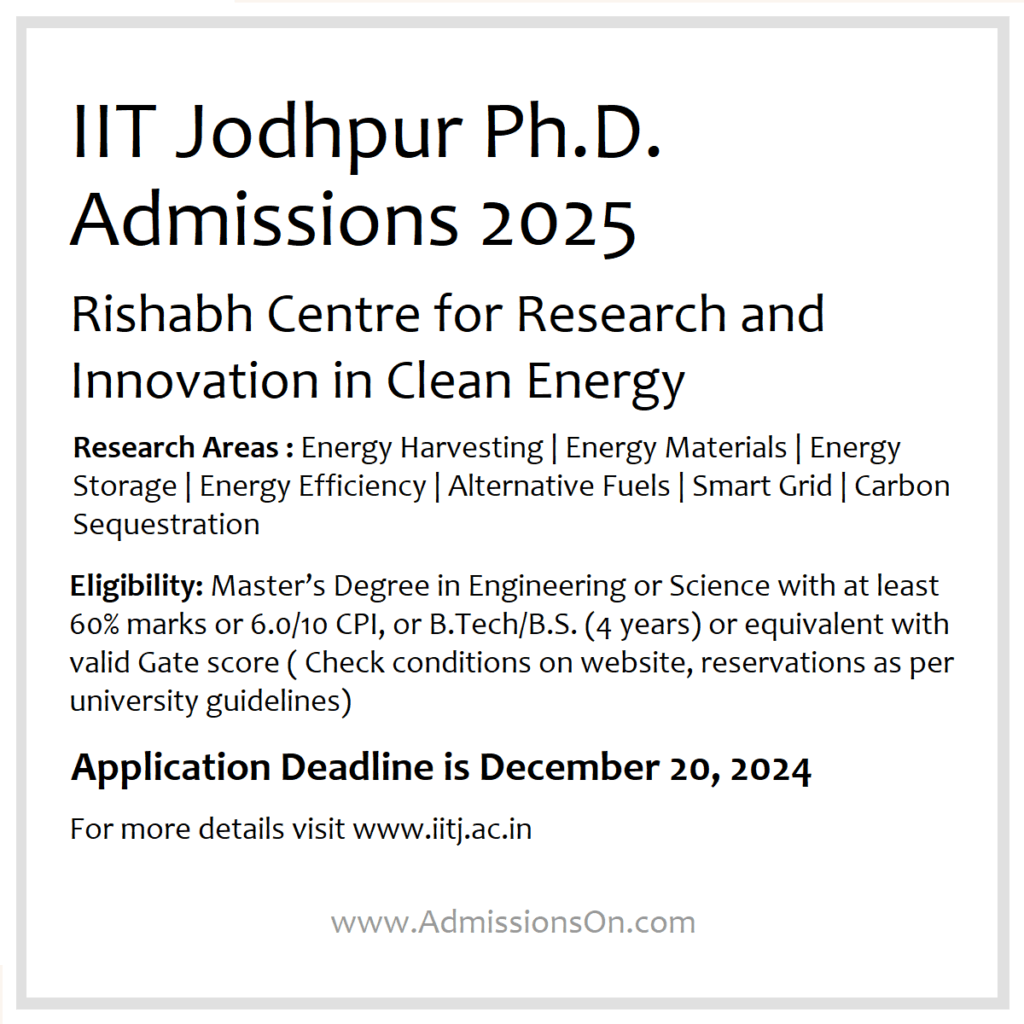 IIT Jodhpur PhD 2025