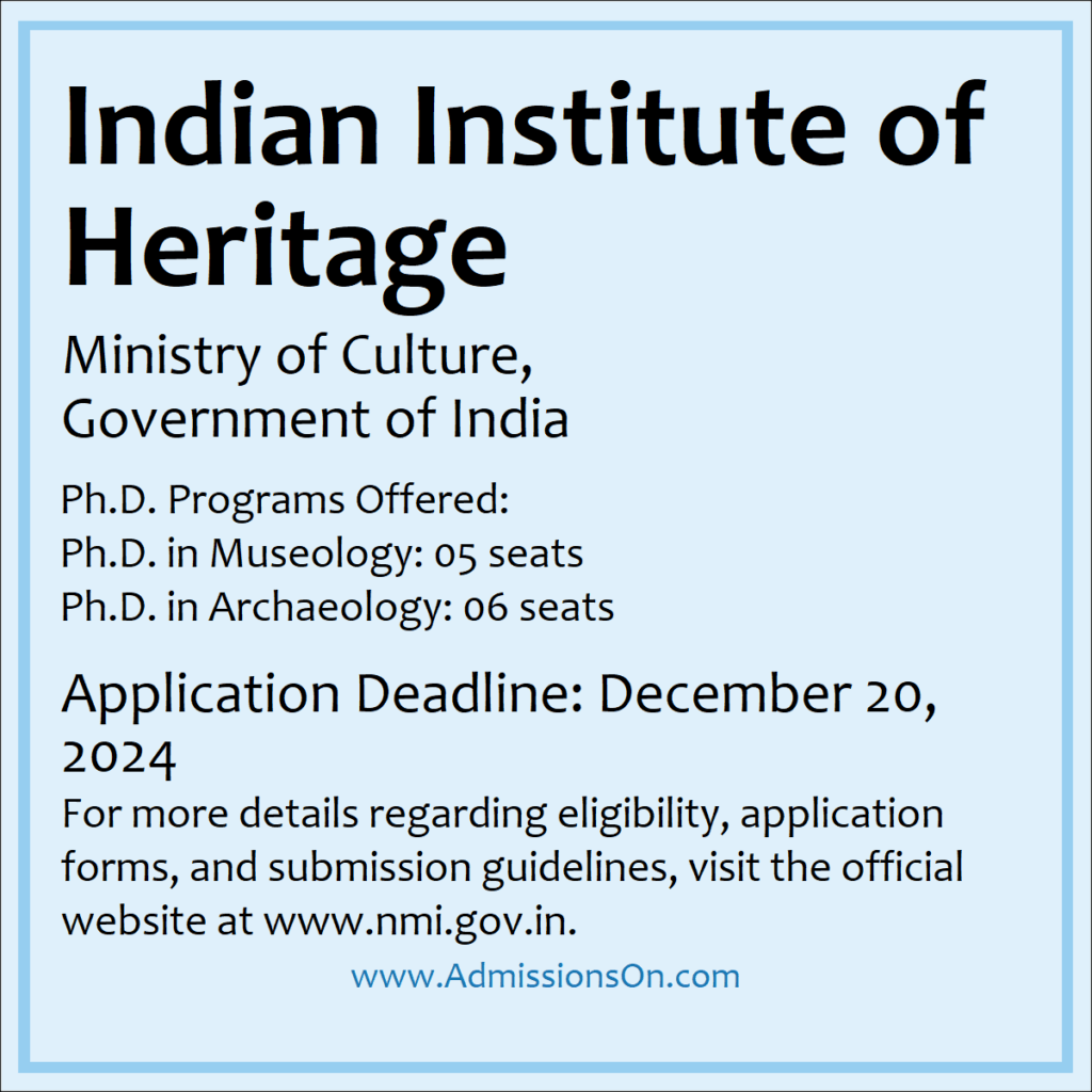 Indian Institute of Heritage PhD 2025 Notice