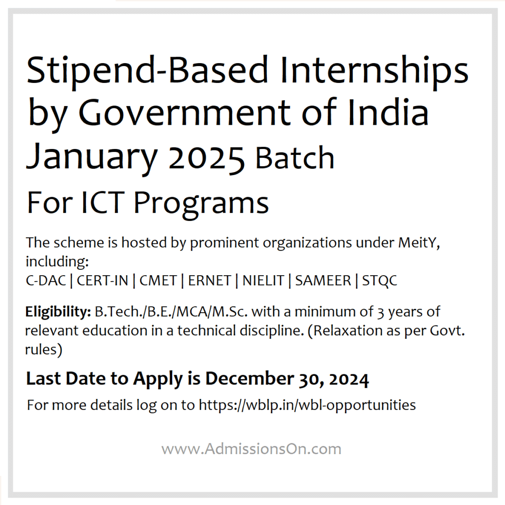 Internship by Government of India 2025