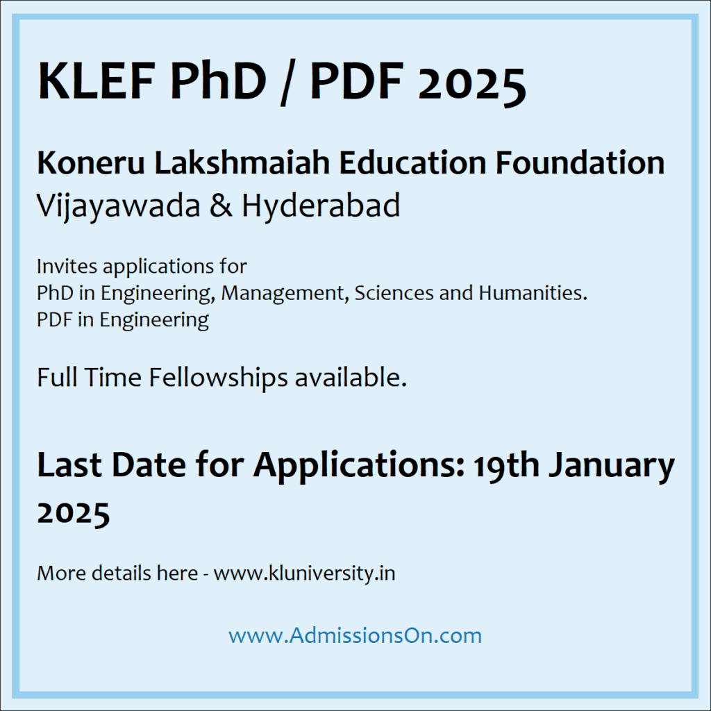 KLEF PhD 2025 Notice