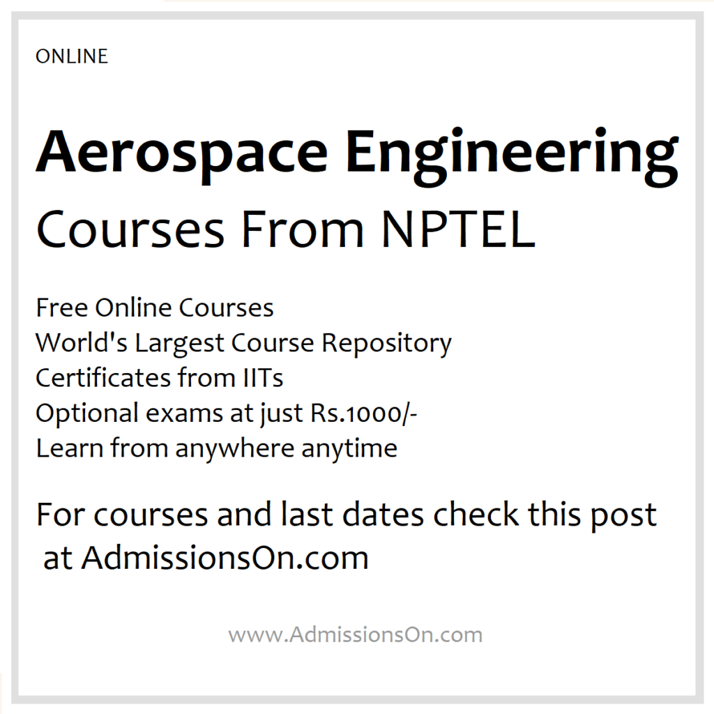 NPTEL Aerospace Engineering Courses 2025 - LIST