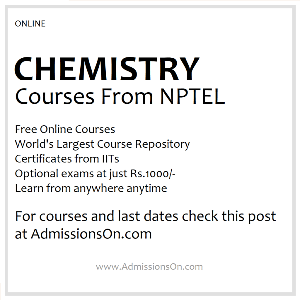 NPTEL Chemistry Courses 2025