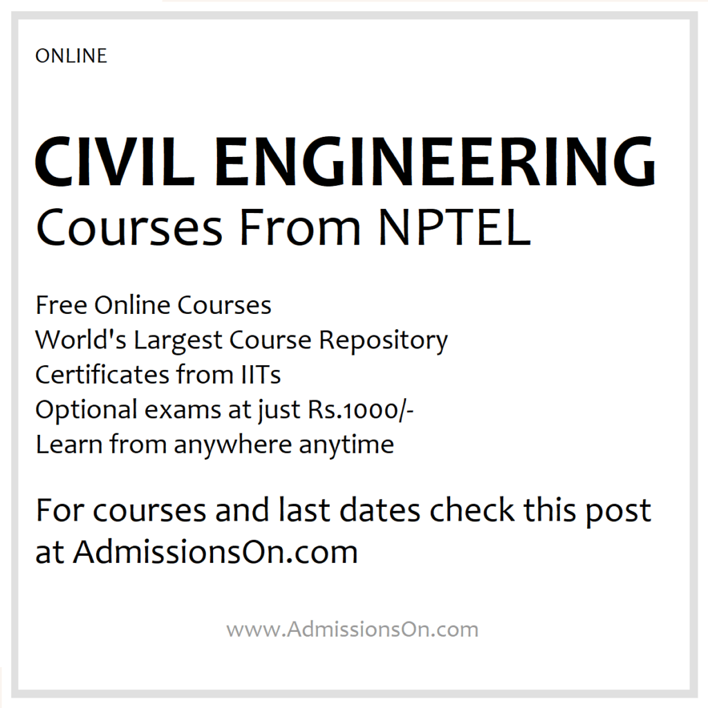 NPTEL Civil Engineering Courses 2025