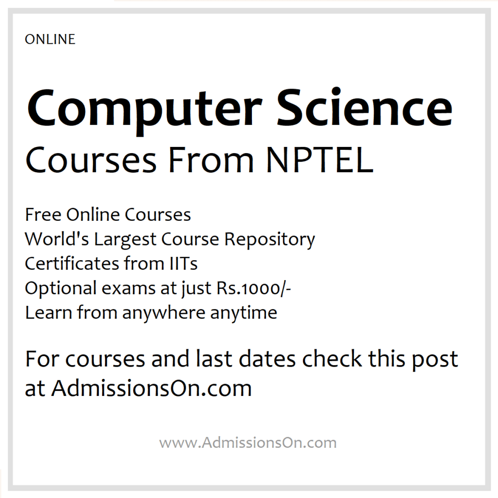 NPTEL Computer Science Courses 2025 List