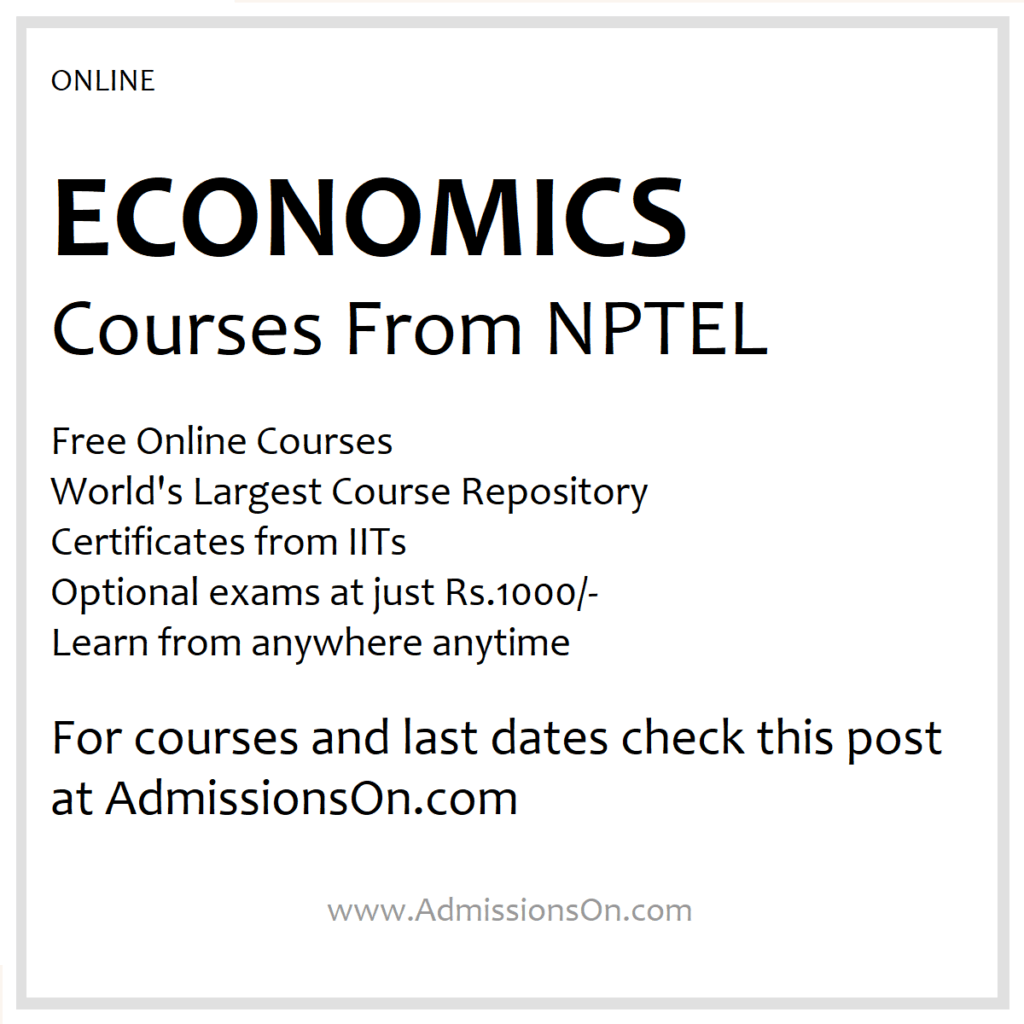 NPTEL Economics Courses 2025 Listing