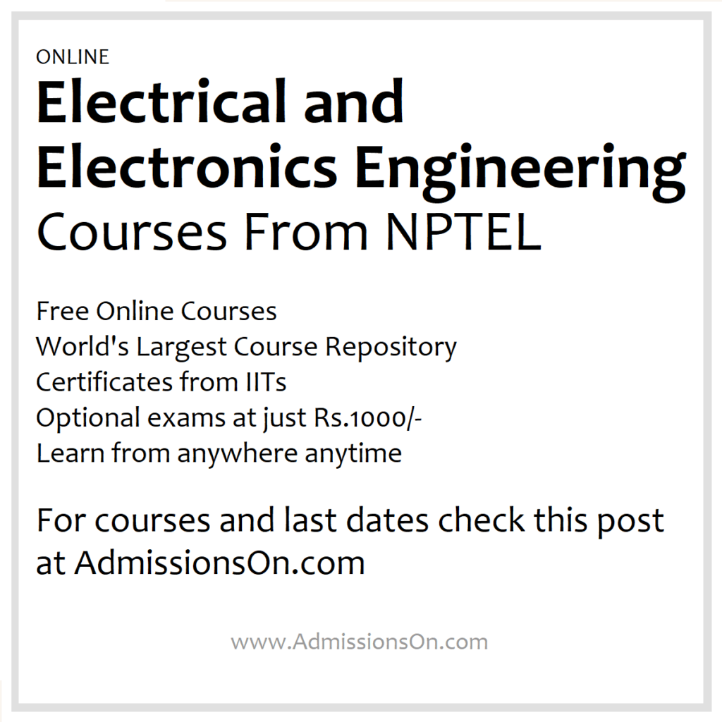 NPTEL Electrical and Electronics Engineering Courses 2025