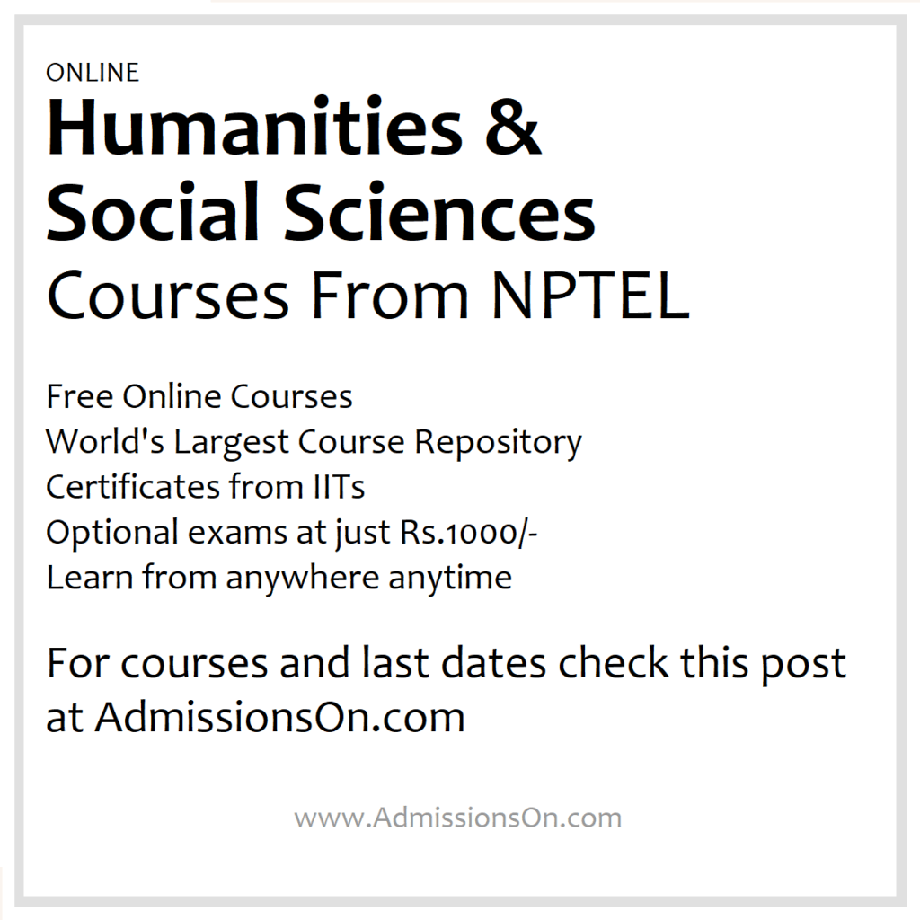 NPTEL Humanities Courses 2025 Listing