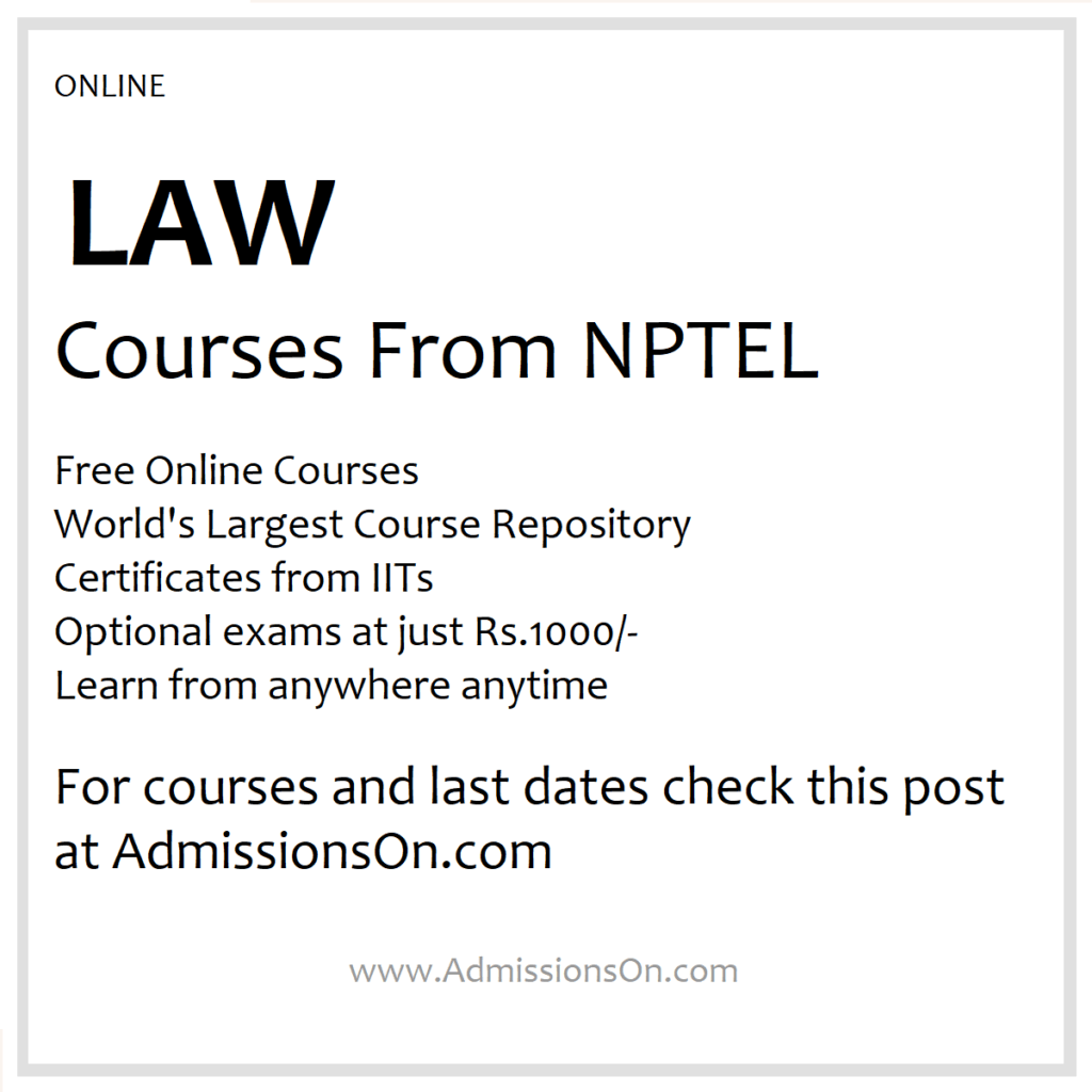 NPTEL Law Courses 2025 lIST