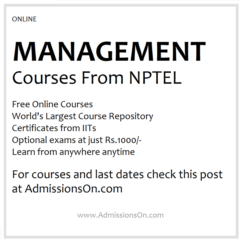 NPTEL Management Courses 2025