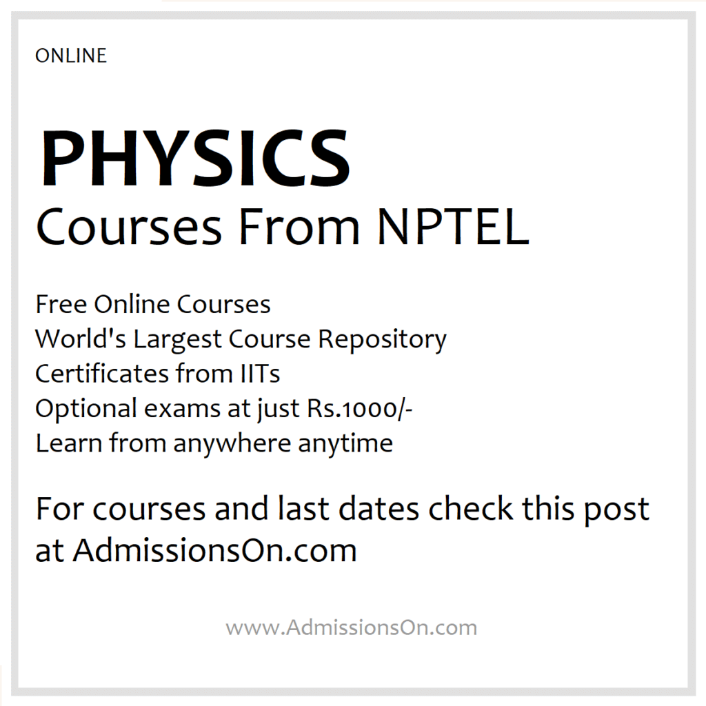 NPTEL Physics Courses List