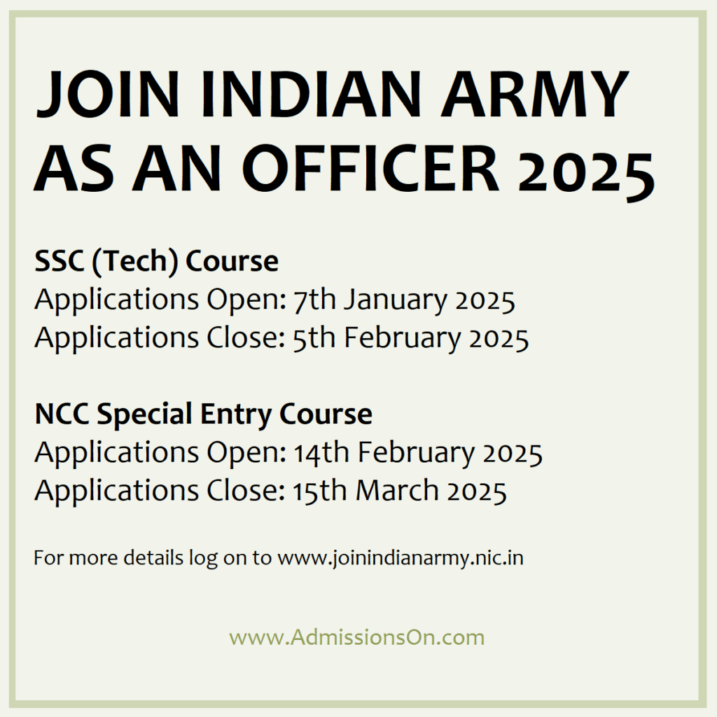 Join Indian Army as an officer 2025 - rntry routes