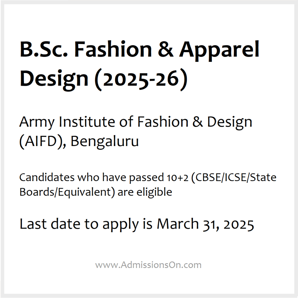 AIFD BSc Fashion 2025 Notice