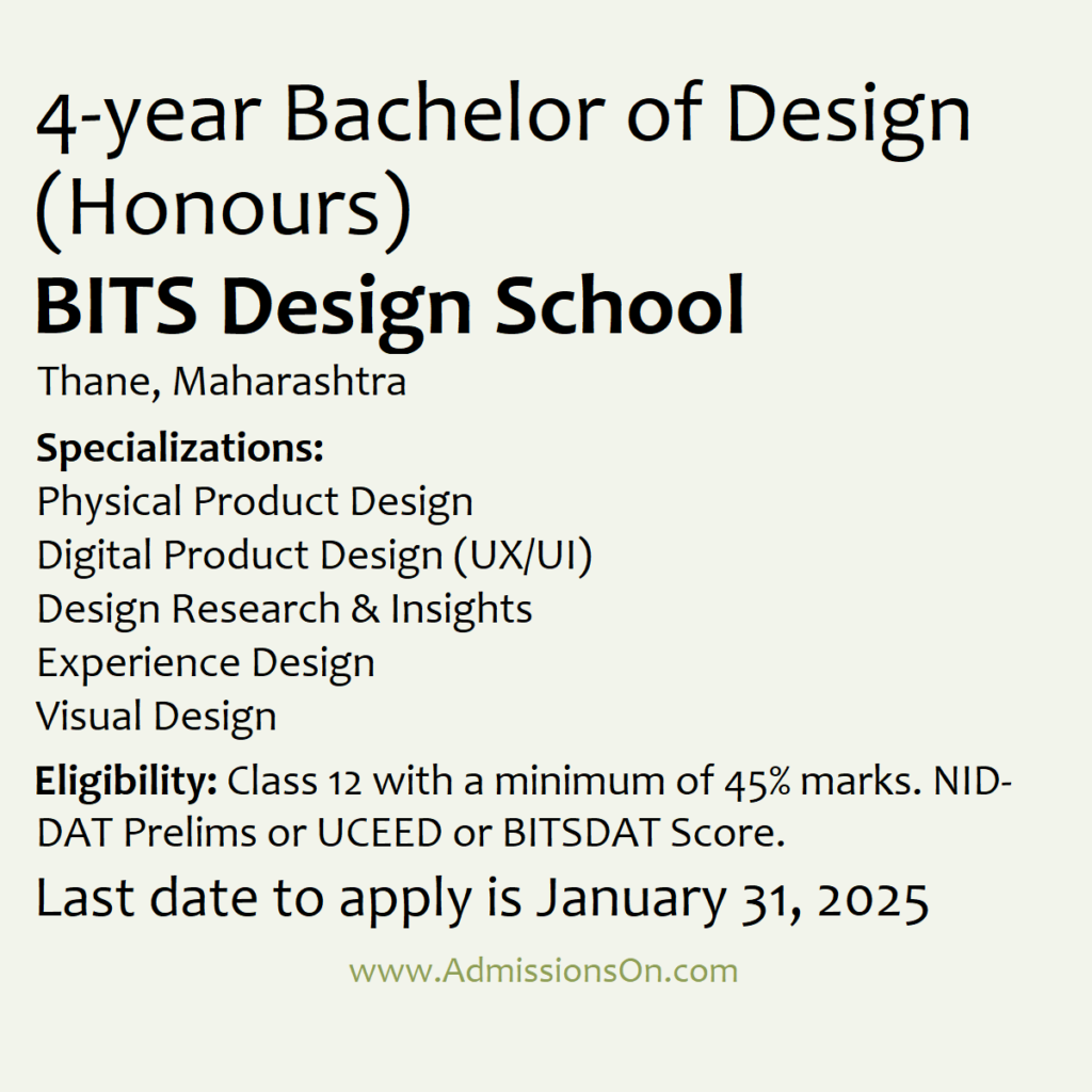 BITS BDes admission alert