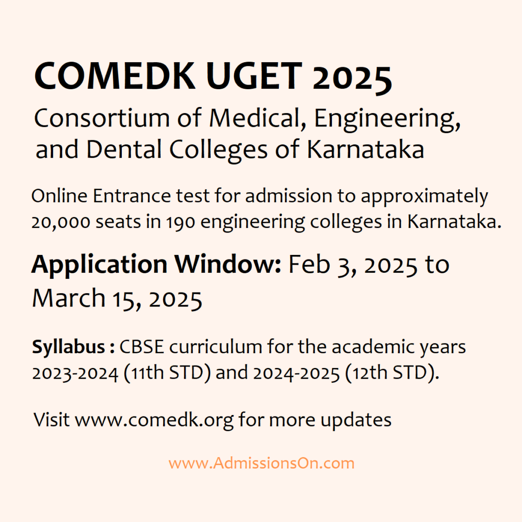 COMEDK UGET Last Date and more details