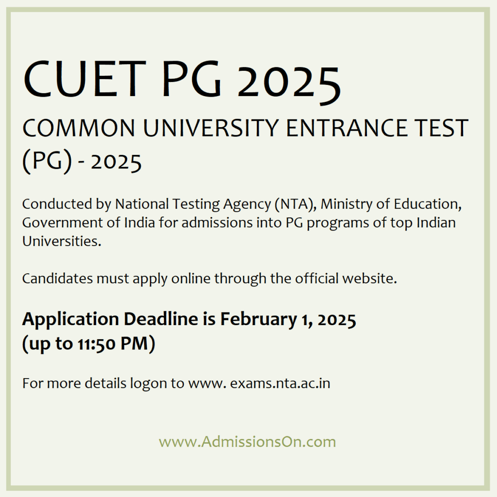 Details of CUET PG 2025 Exam date