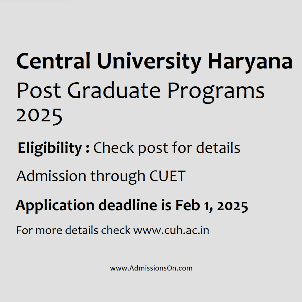 Central University Haryana PG Courses