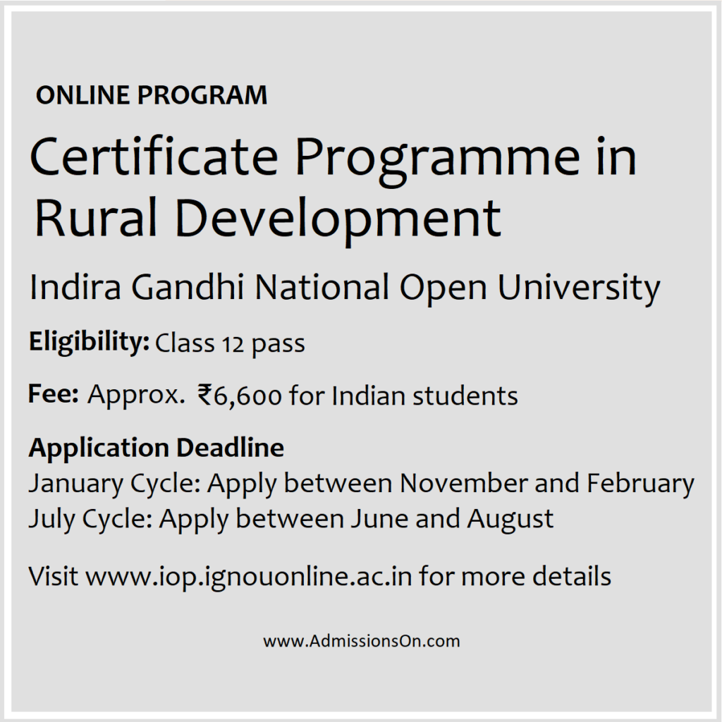 Certificate Programme in Rural Development Info