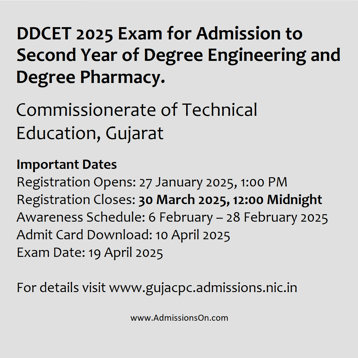 DDCET 2025 Exam Notice