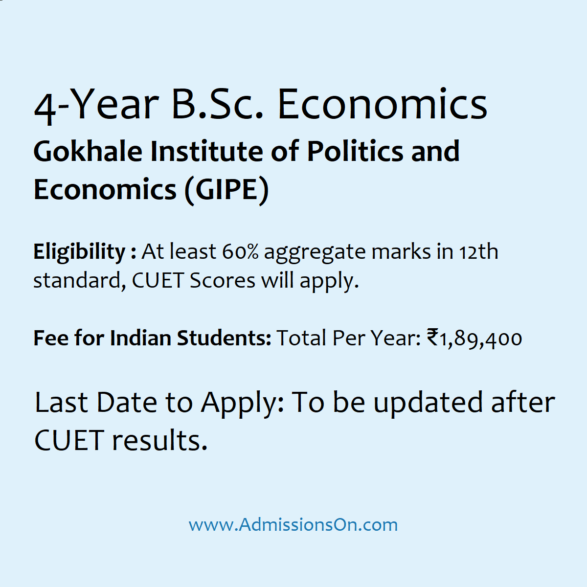 GIPE BSc Economics 2025 Admission Notice