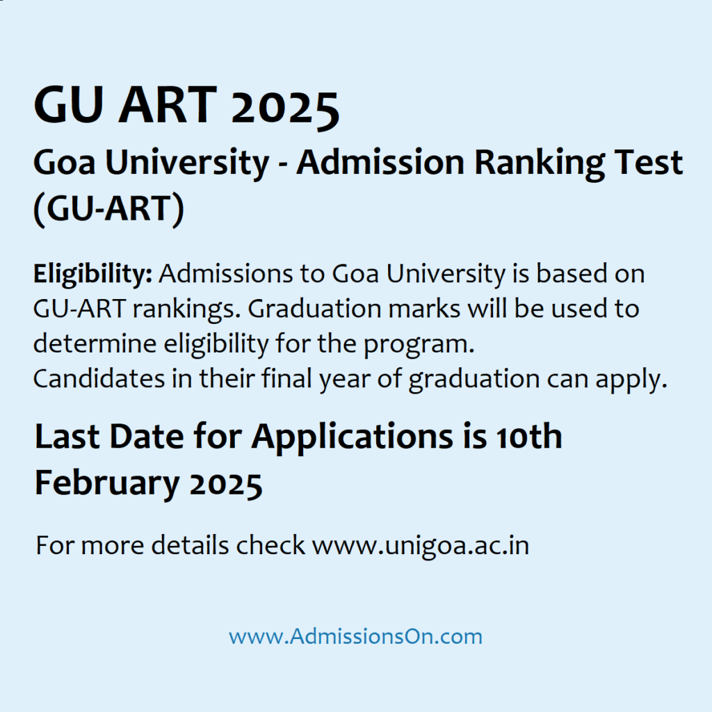 GU ART 2025 Admission Alert