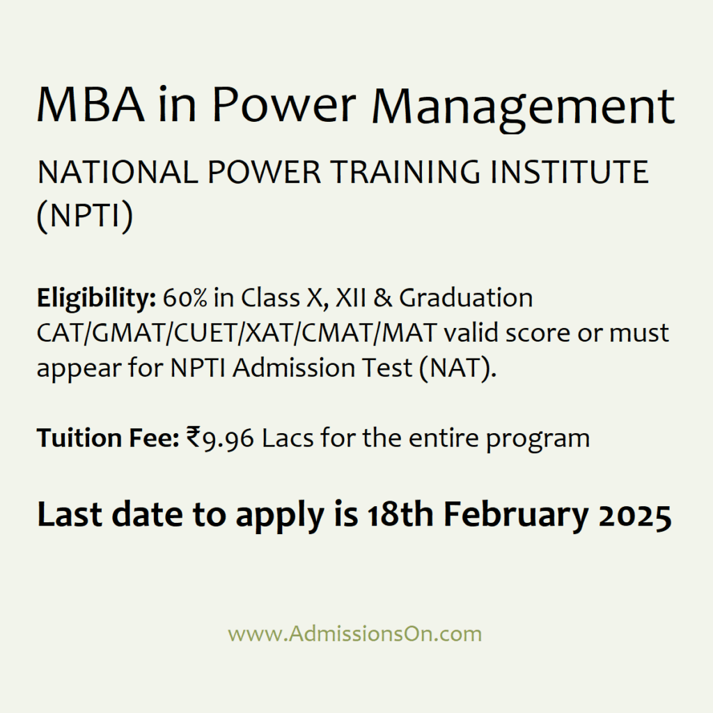 NPTI MBA 2025 Notice