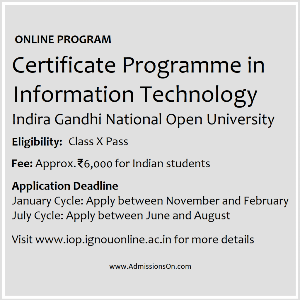 IGNOU Certificate in Information Technology info