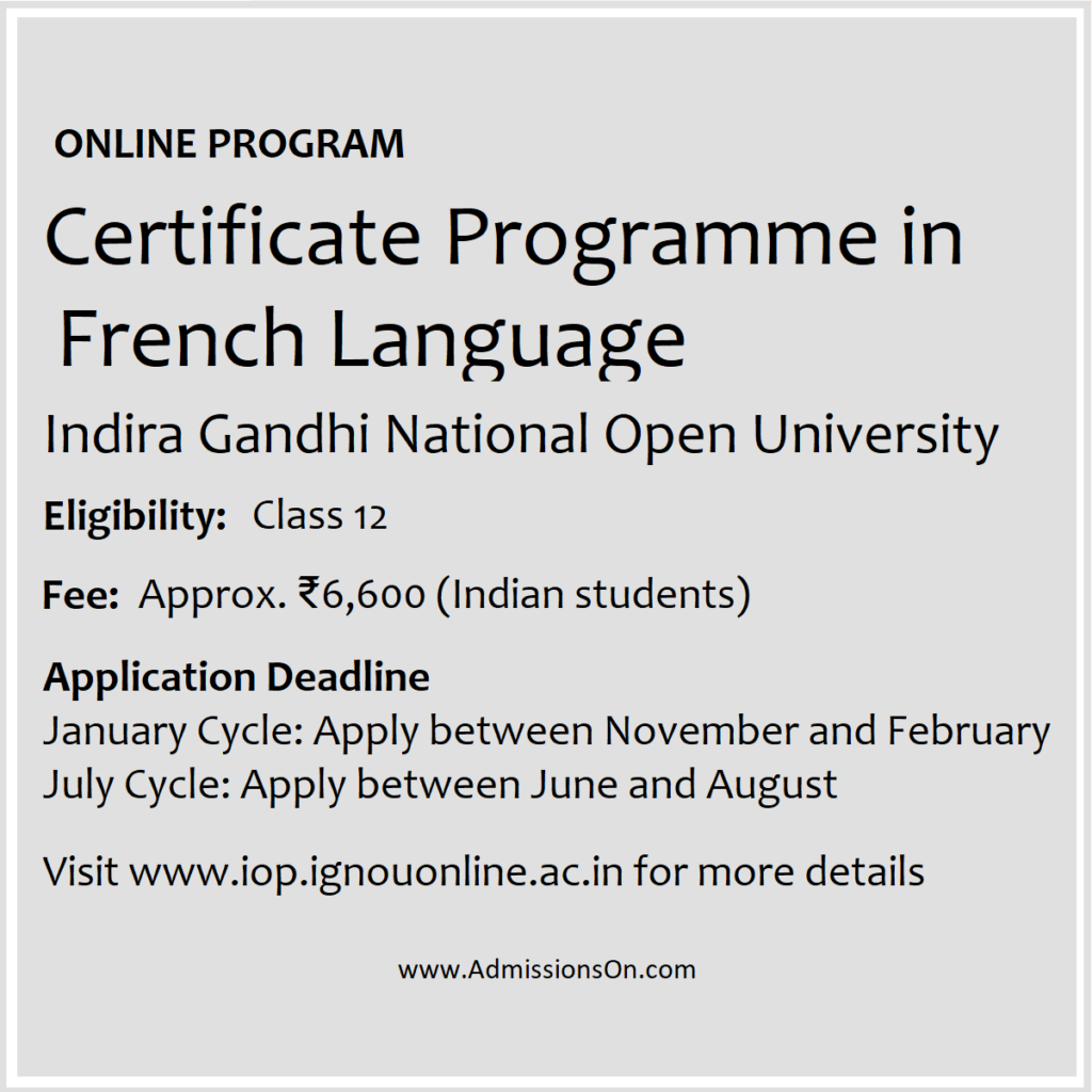 IGNOU Online Certificate in French Language