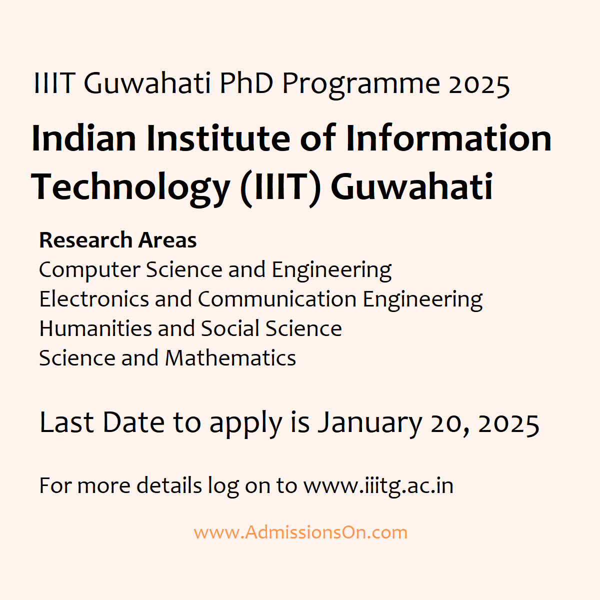 IIIT Guwahati PhD Admission Last date and other details