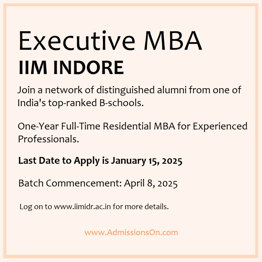 IIM Indore Executive MBA 2025 admission notice