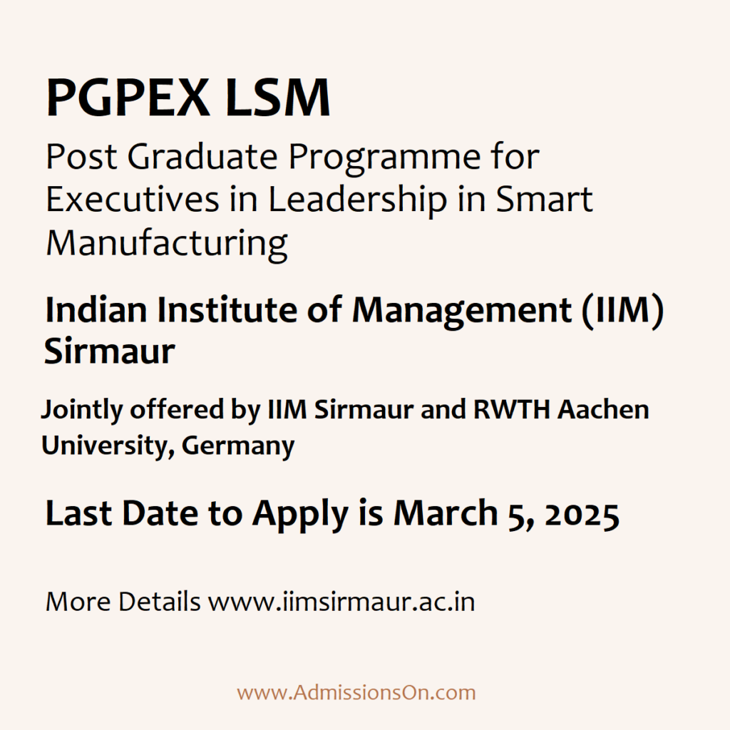 IIM Sirmaur PGPEX LSM Last Date and other details