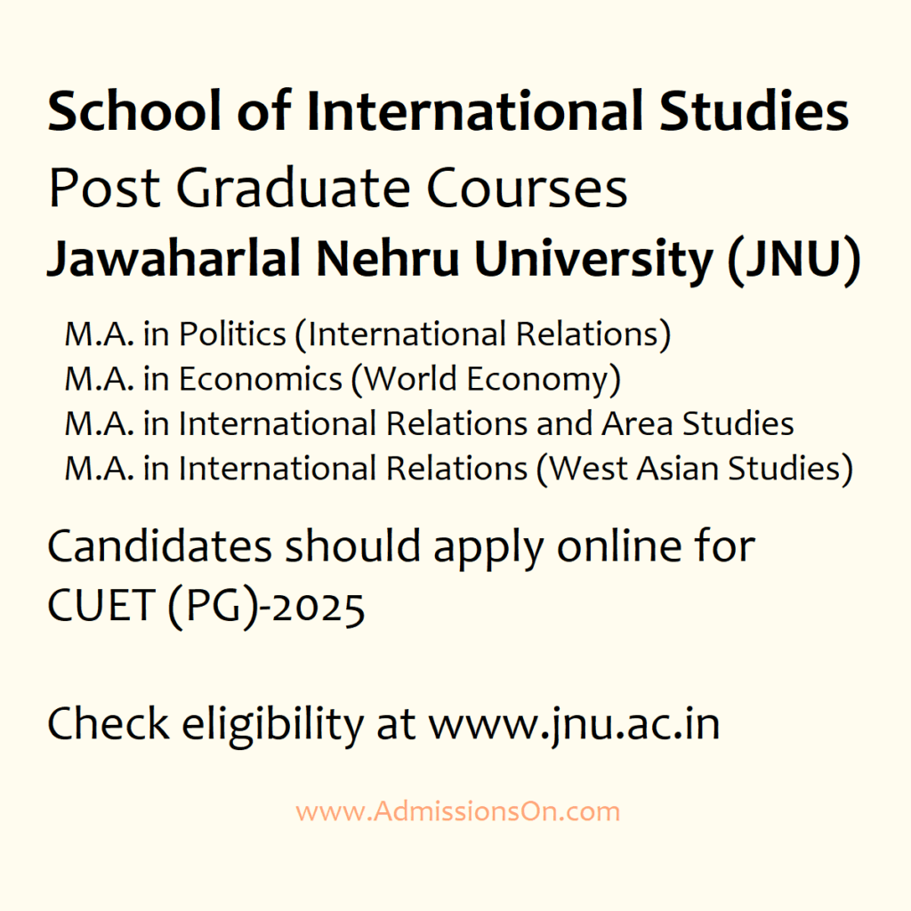 JNU International Studies PG Programs 2025 Notice