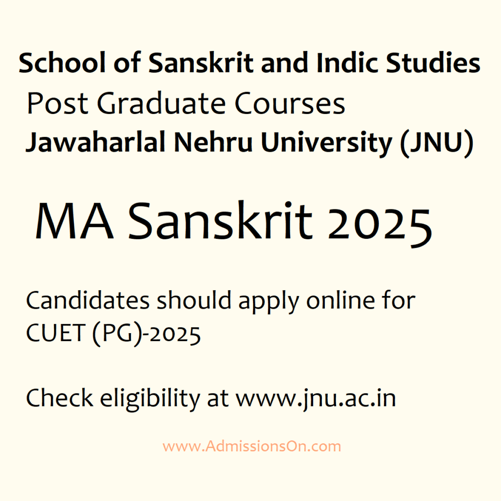 JNU MA Sanskrit 2025 Notice