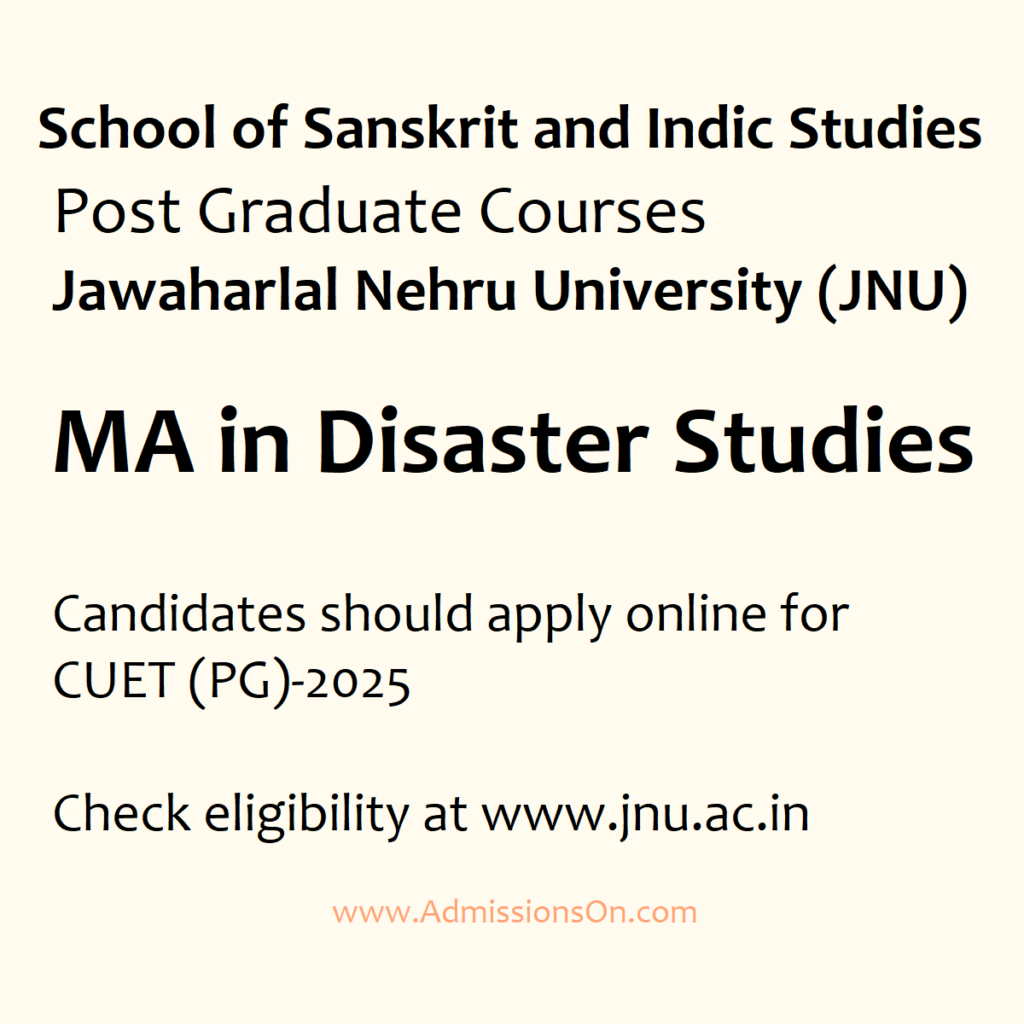 JNU MA in Disaster Studies Notice