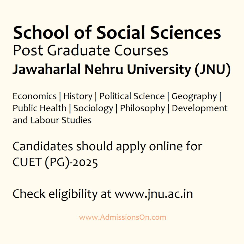 JNU Social Sciences PG Courses 2025 Notice