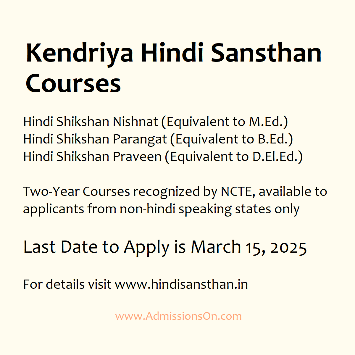 Kendriya Hindi Sansthan Courses Details