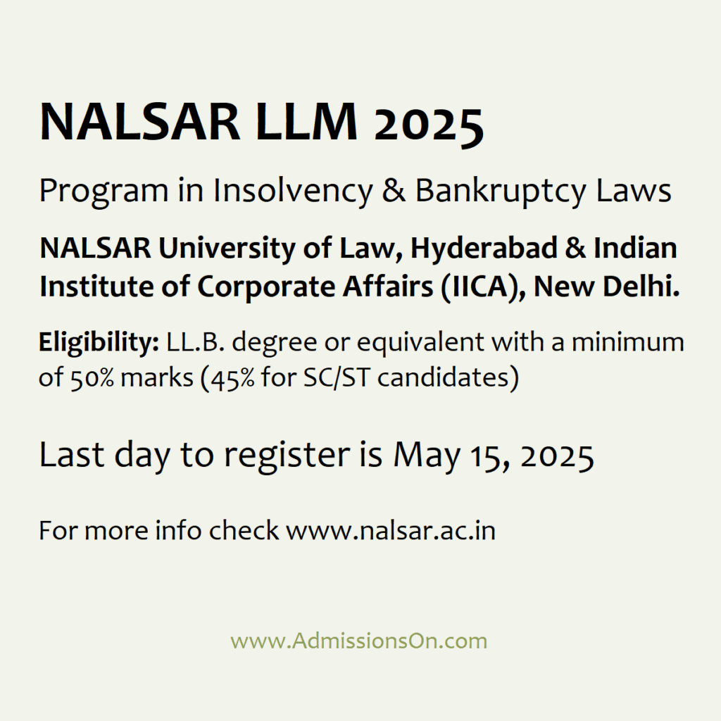 NALSAR LLM 2025 Admission Notice